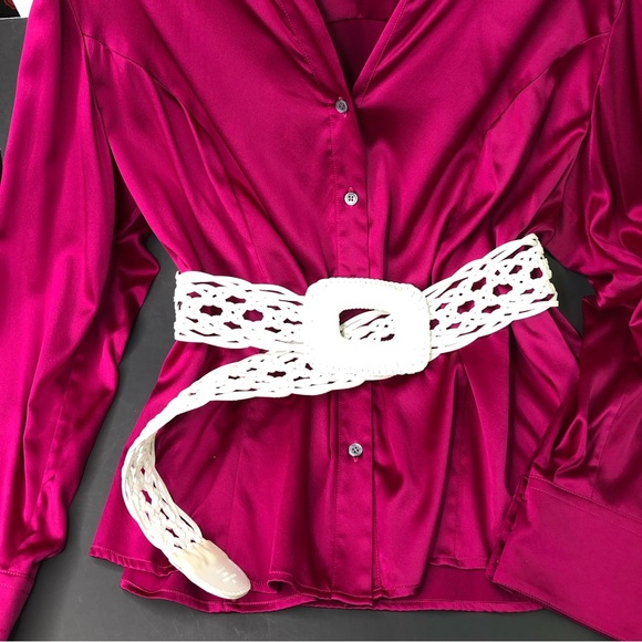 CHICO'S Women's Y2K Braided Genuine Leather Belt Sz M L 44" Long Pin Buckle Boho - Picture 3 of 9